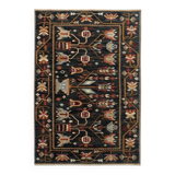Black floral Persian rug - Wool