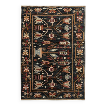 Black floral Persian carpet - Wool