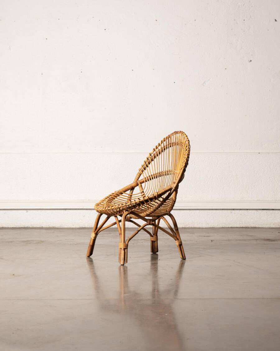 Bonacina style rattan armchair, 1960