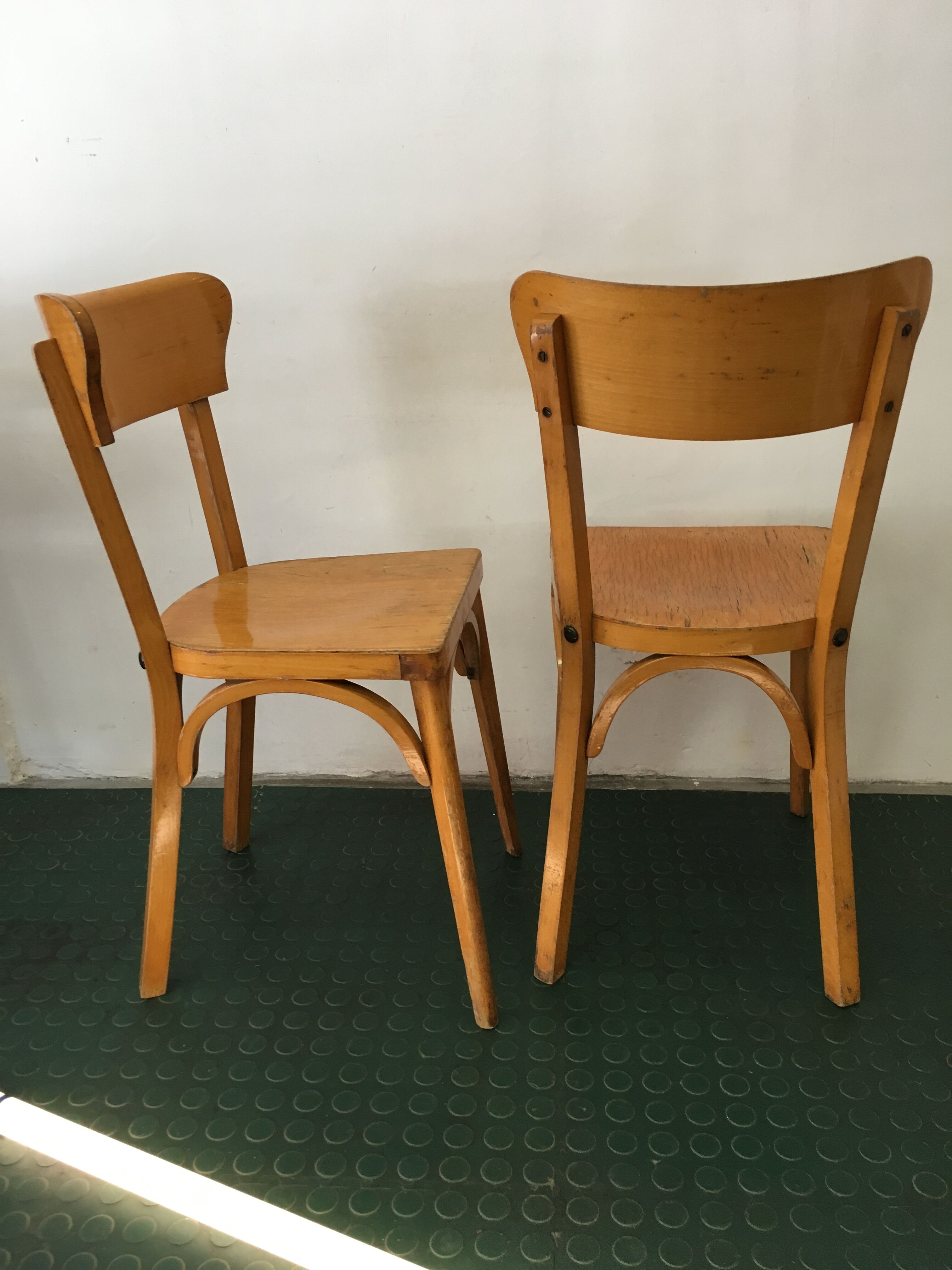 Pair of chaises bistrot vintage wood