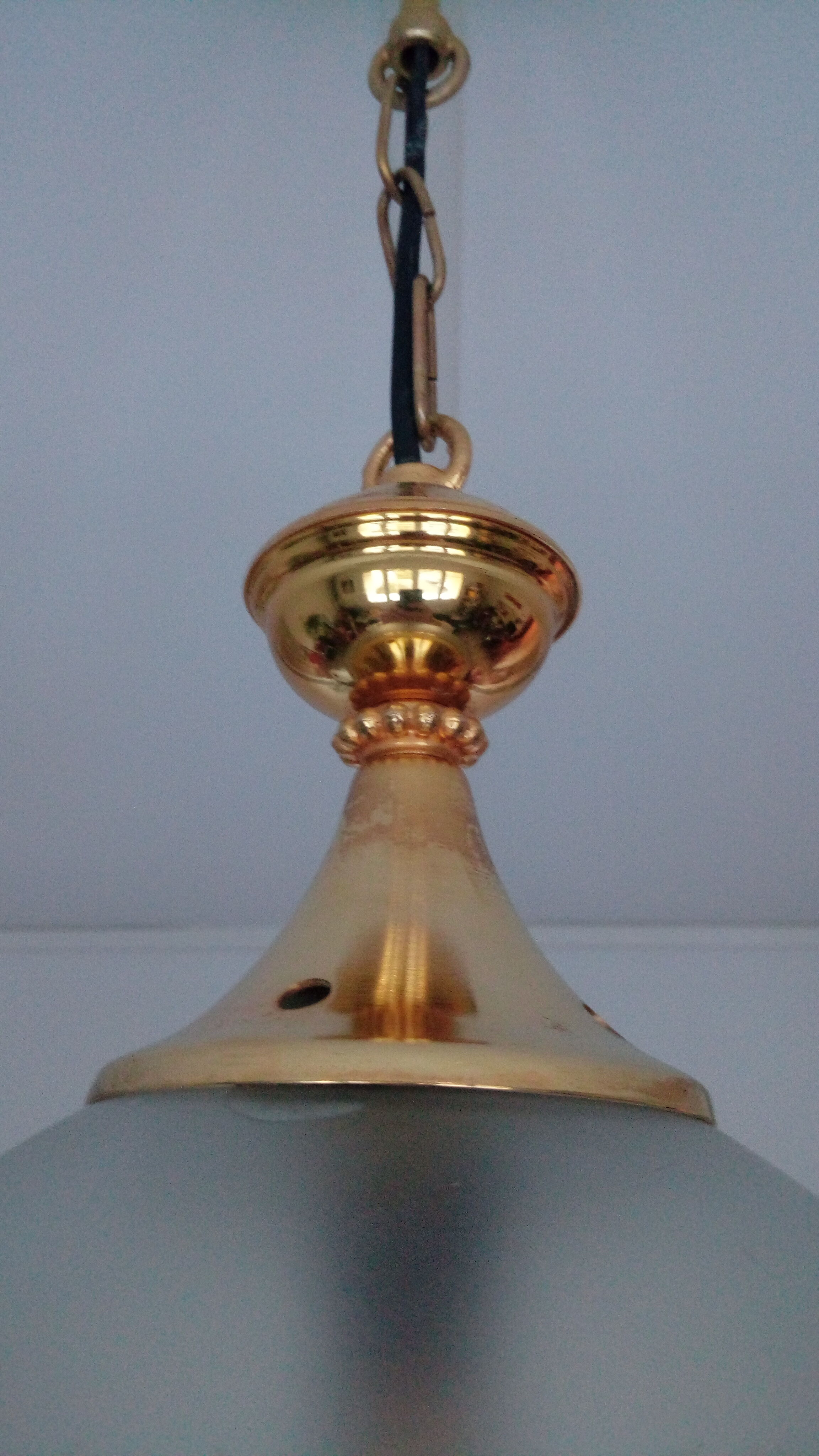 Hanging lamp brass & ball glass 50