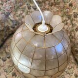 Vintage mother-of-pearl and brass pendant light