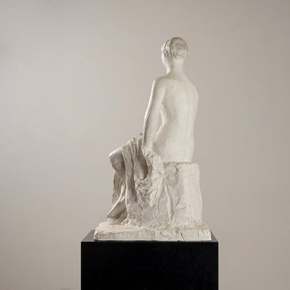 Gertrude Bret, Woman Sitting, 1900s, plaster sculpture