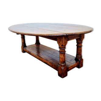 Ancien table basse ovale en bois massif