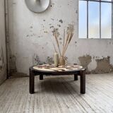 Round ceramic coffee table with “rooster” motif by Dan