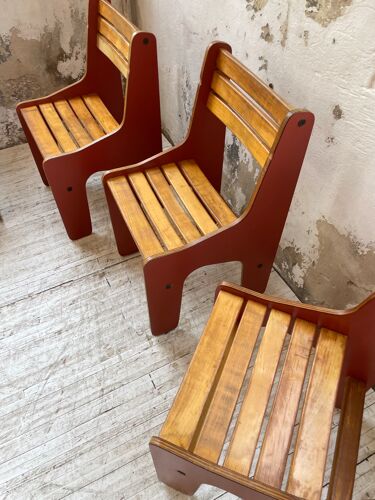 4 chaises vintage Plywood années 80