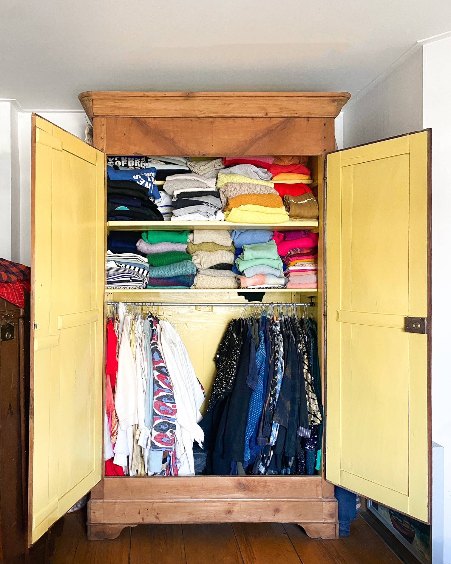Large 19th C Antique French Louis Philippe Armoire or Wardrobe, Hand Sanded Cherrywood