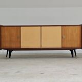 4-door sideboard in light beige and German wood from the 60s