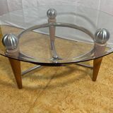 Table basse Rocket en bois et verre, 1970