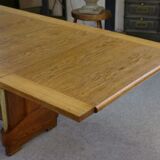 Large solid oak art deco table by Henri Bonjour 1930s