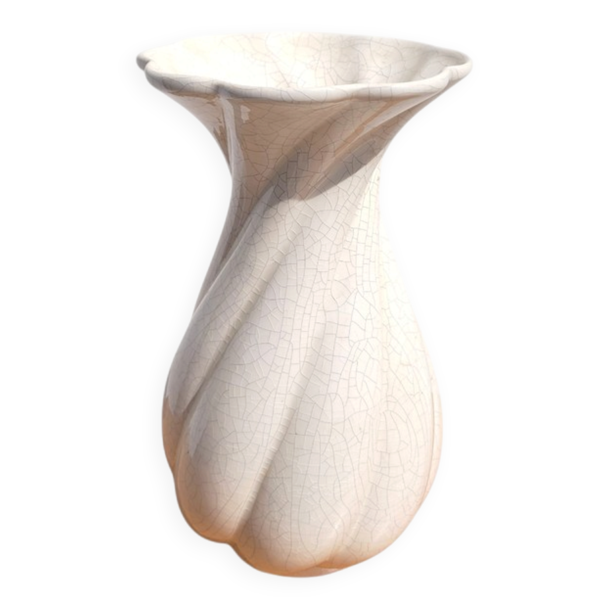 Vintage cracked ceramic vase from the Charolles pottery.