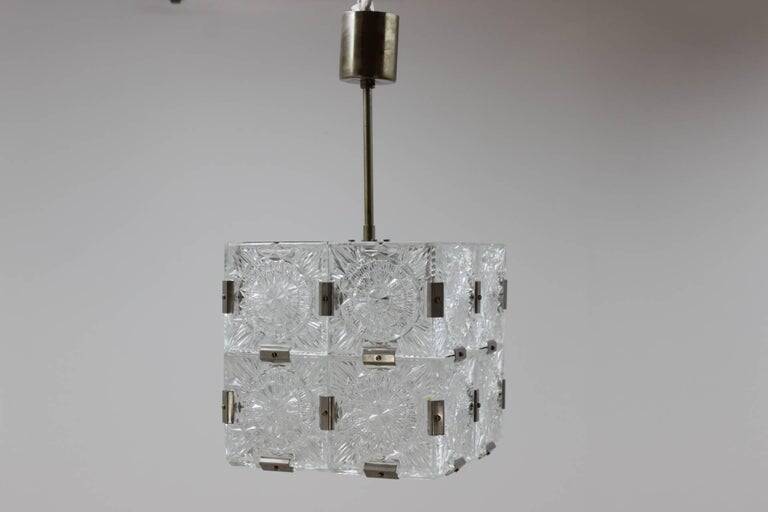 Ensemble de quatre pendentifs/lustres en verre, Tchécoslovaquie, années 1970
