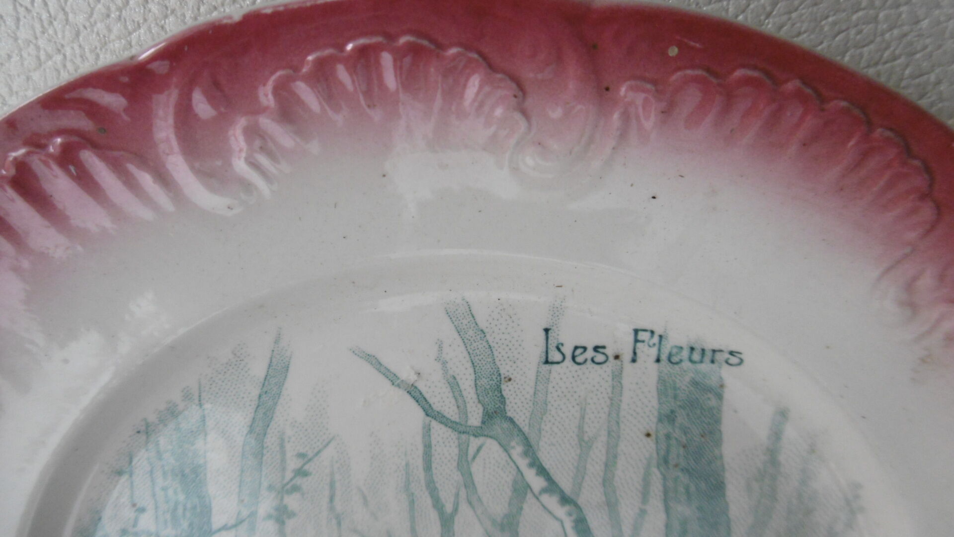Digoin Sarreguemine talking plate old earthenware