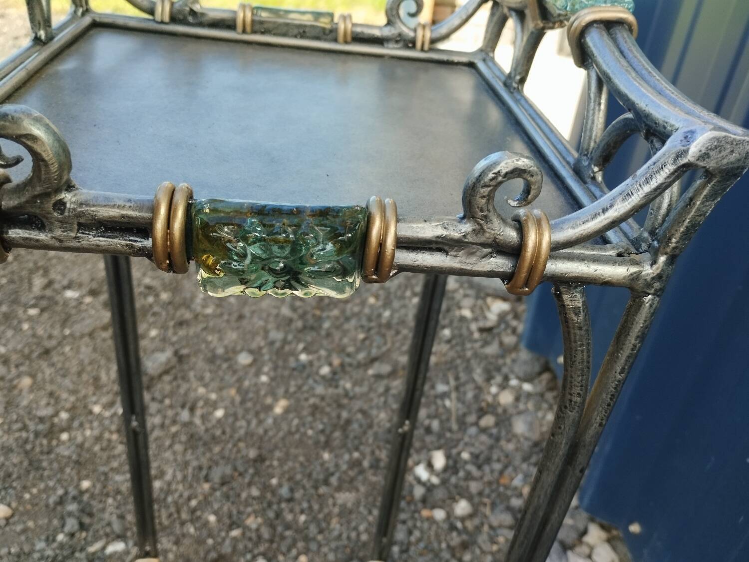 Vintage metal and glass side table