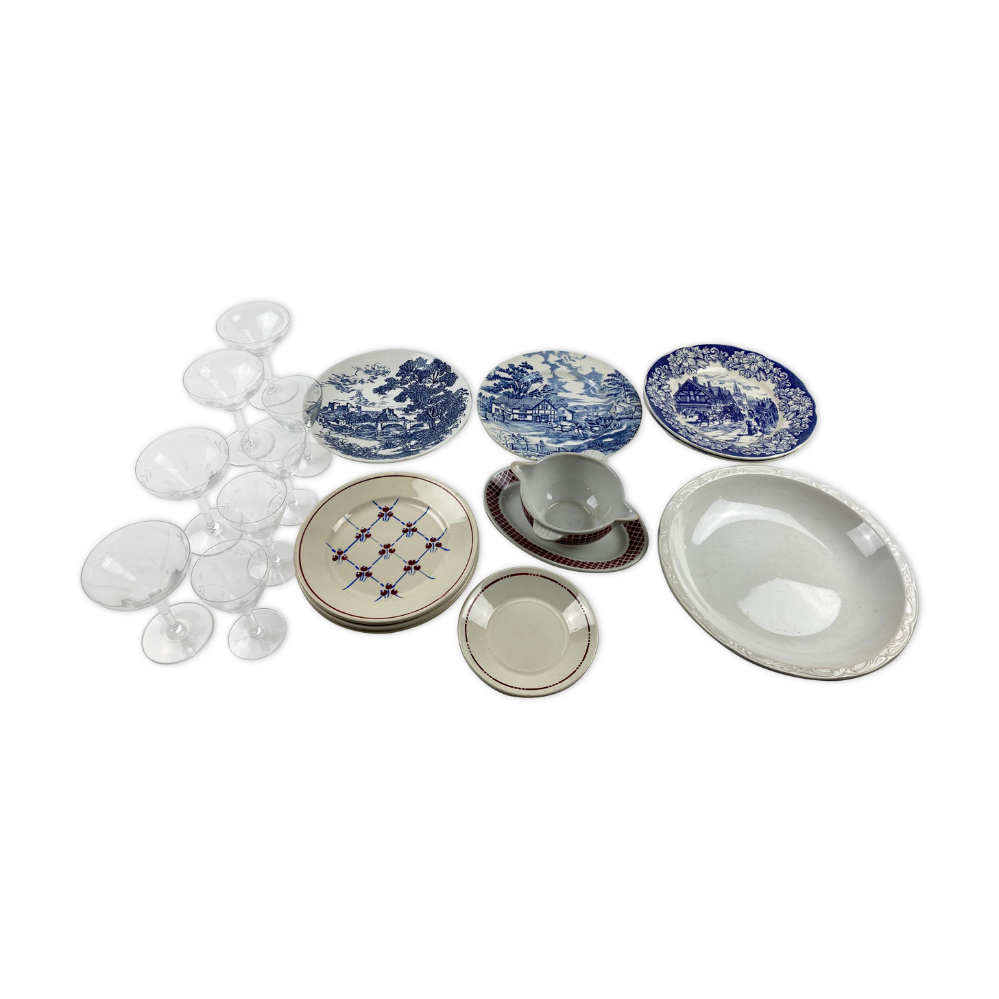 Service depareille glassware and earthenware -4 cutlery - 20 pieces