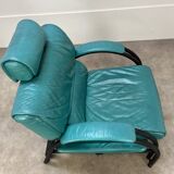 Postmodern design armchair and ottoman, 80s leather