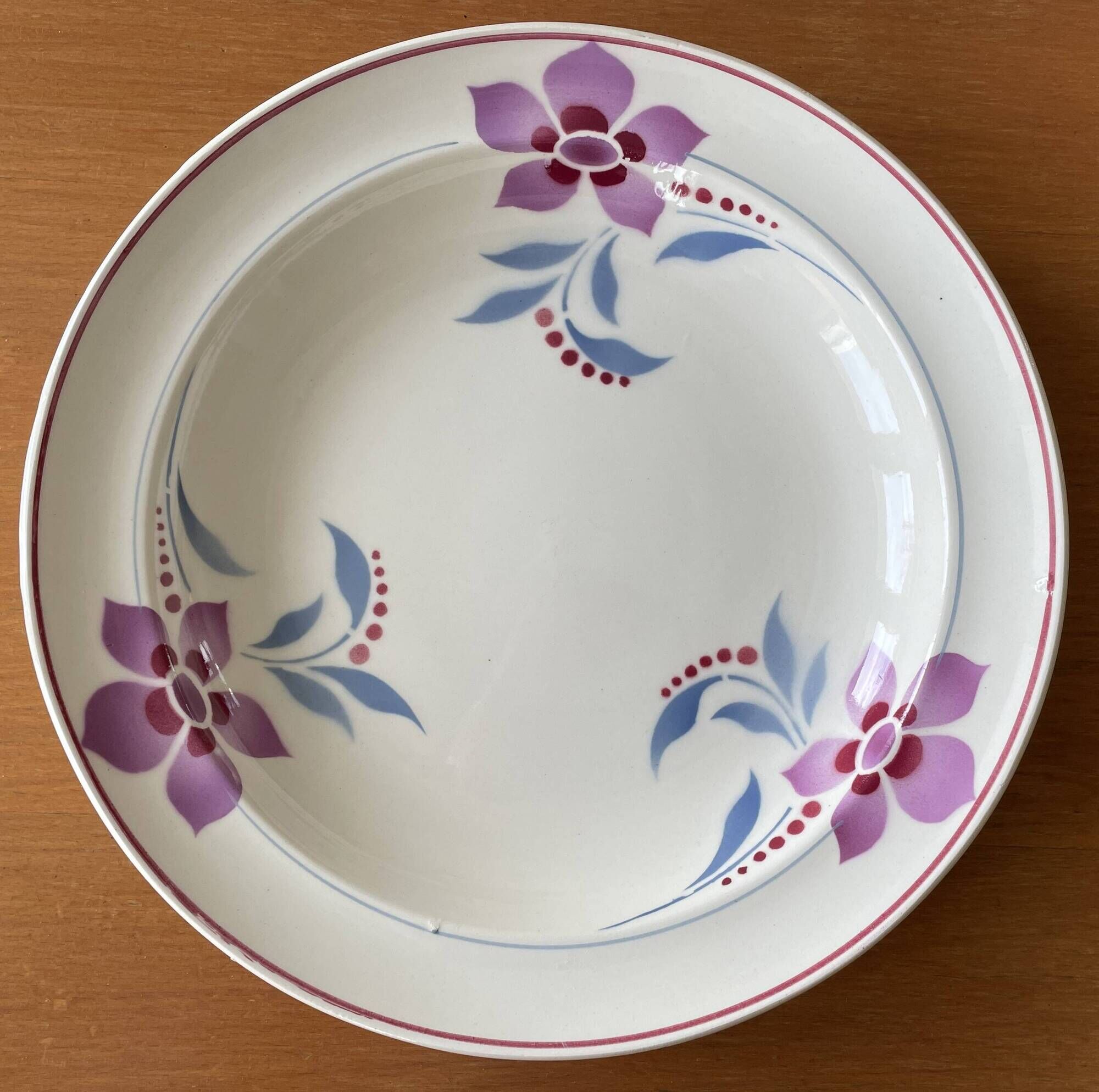 6 antique semi-deep plates in Saint-Amand earthenware (Nord)