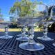 Set of 7 champagne glasses in crystal table art champagne cremant
