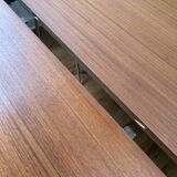 Round teak table with central leg and extension. Denmark 1960