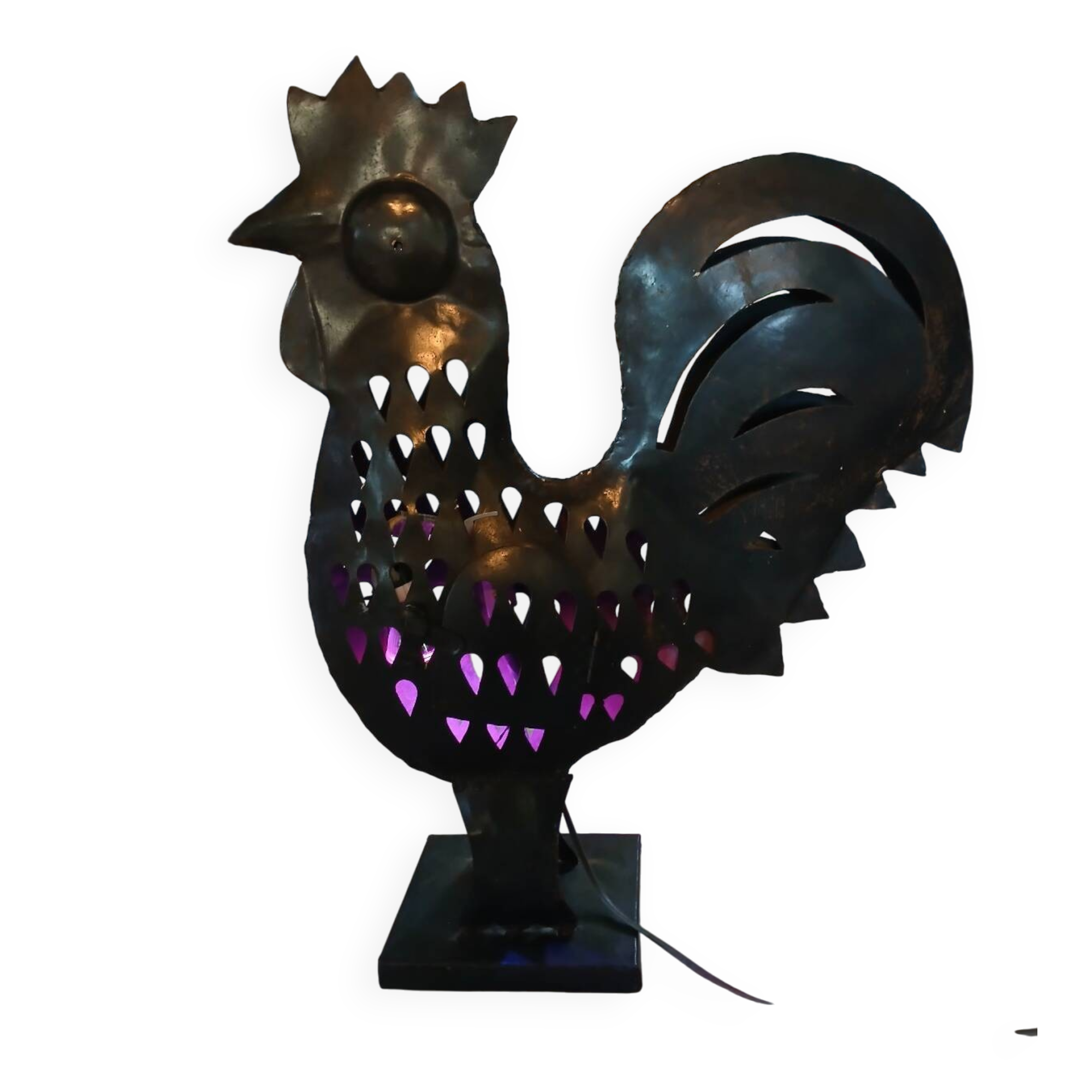 Wrought iron table lamp/rooster