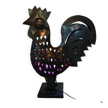 Lampe / coq  à poser en fer forgé 
