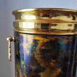 Flame-patterned golden umbrella stand