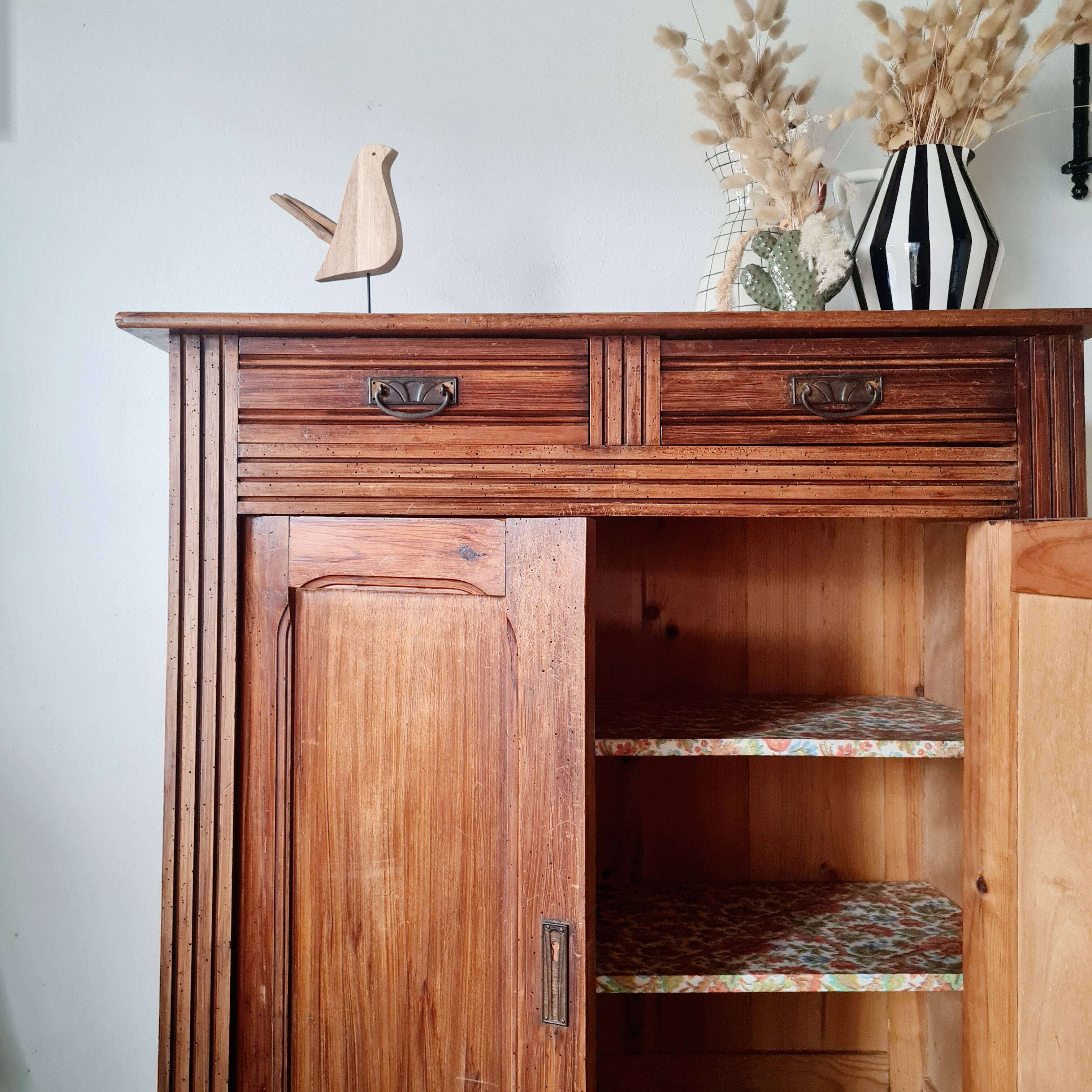 Buffet parisien bois ancien 2 portes panneautées