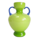Vase vert à anses bleues en opaline italienne