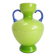 Vase vert à anses bleues en opaline italienne