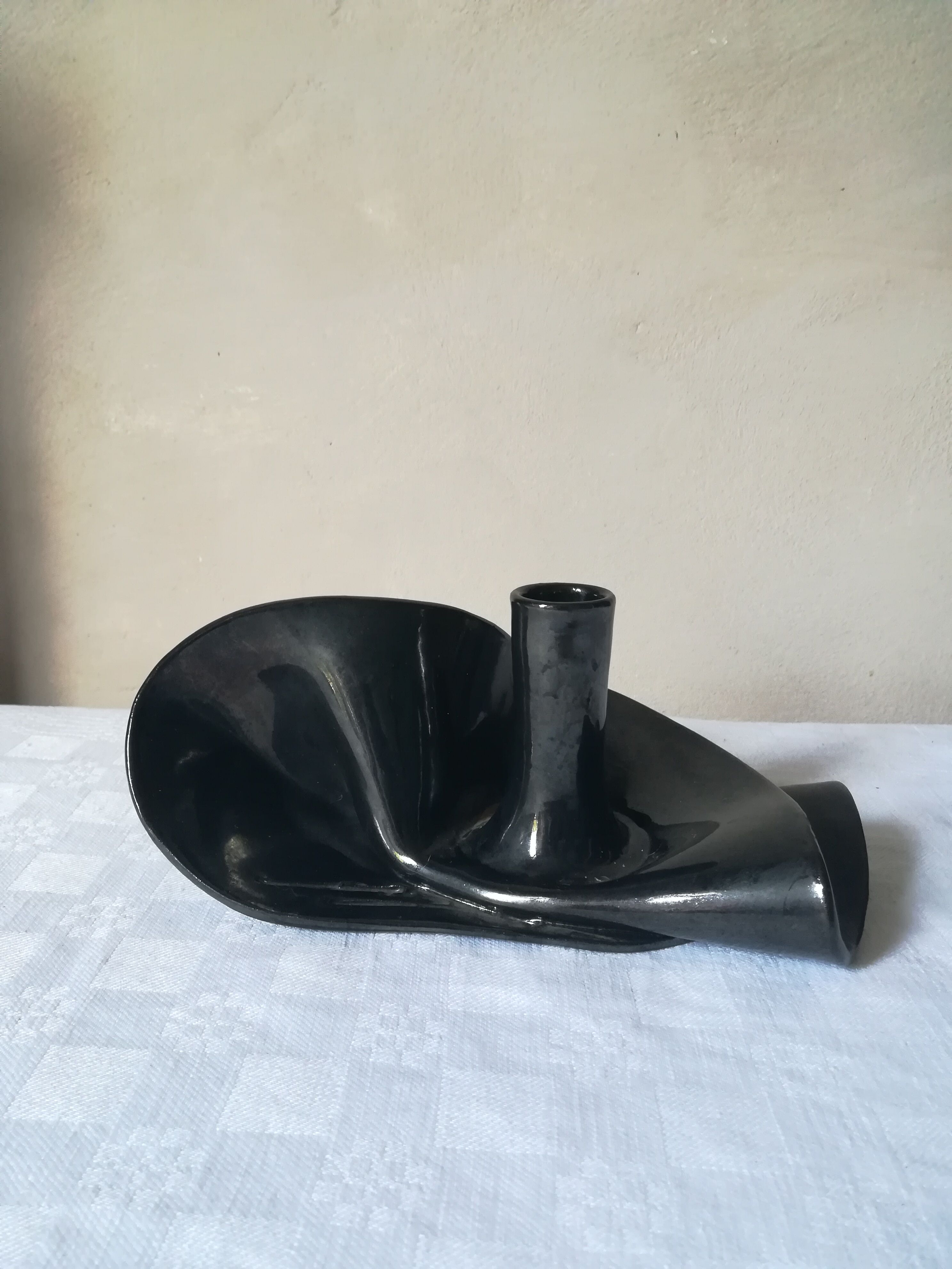 Black ceramic candlestick
