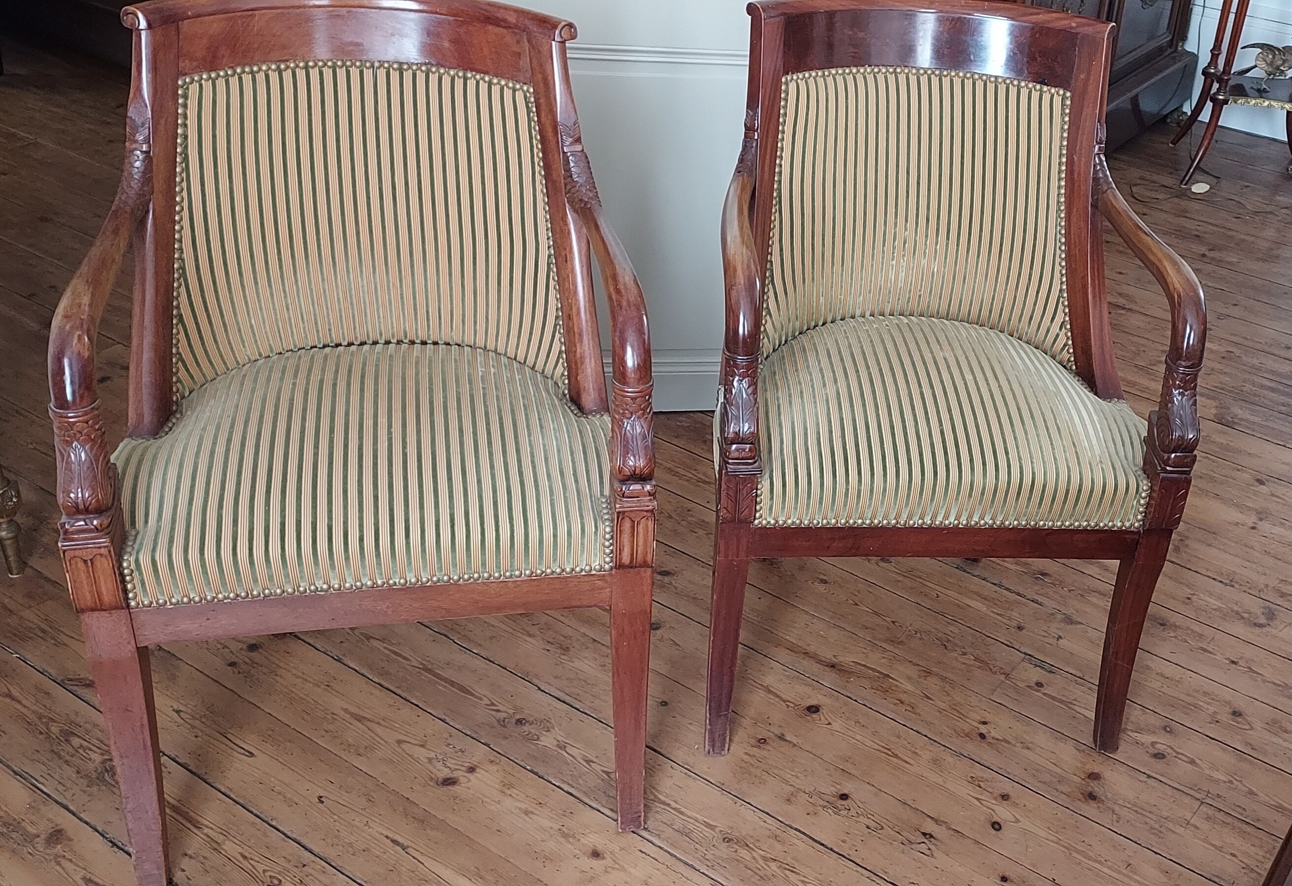 Pair of armchairs style Empire period 19th century
