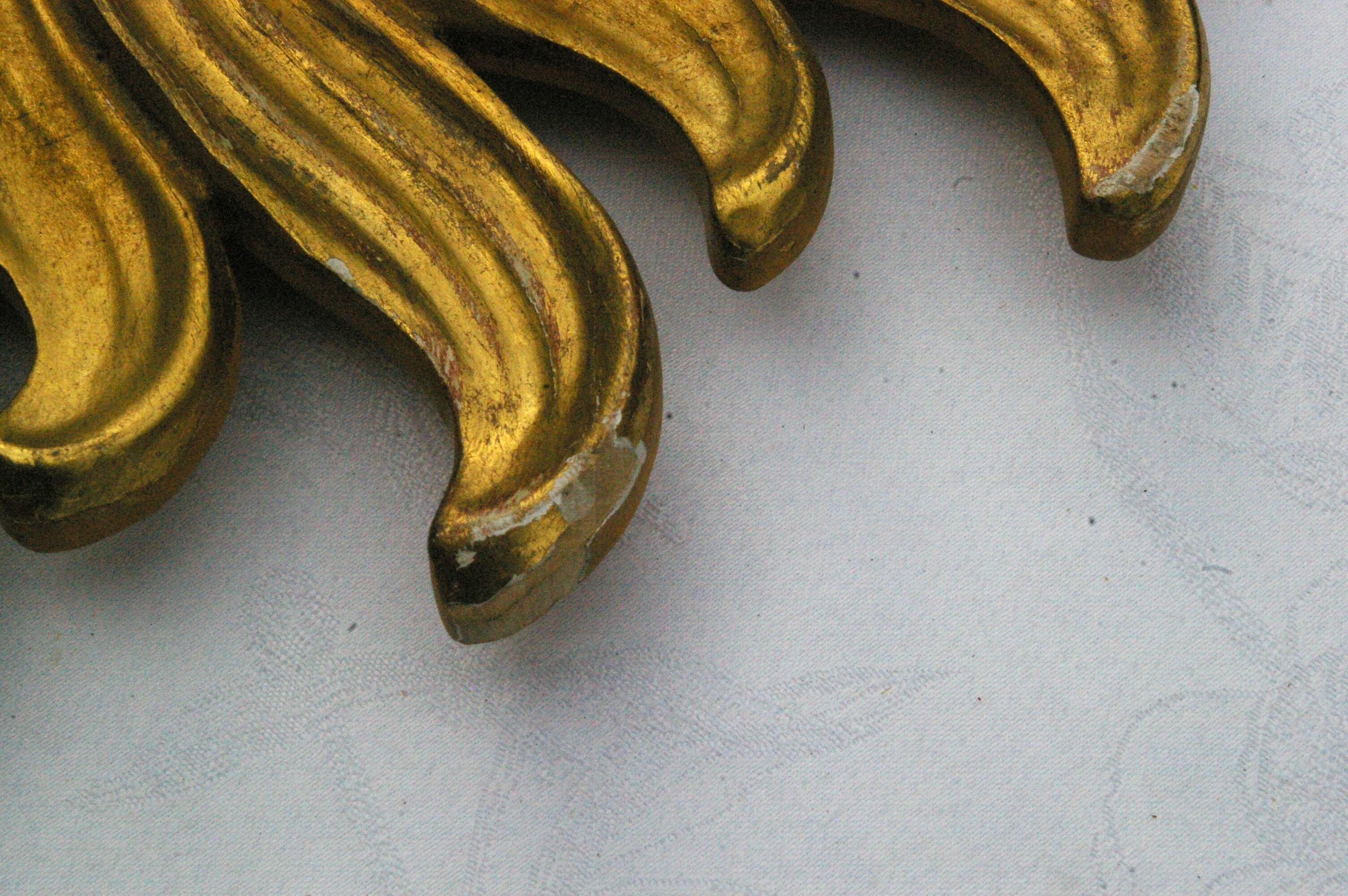 Old mirror sun domed golden wood "witch's eye"
