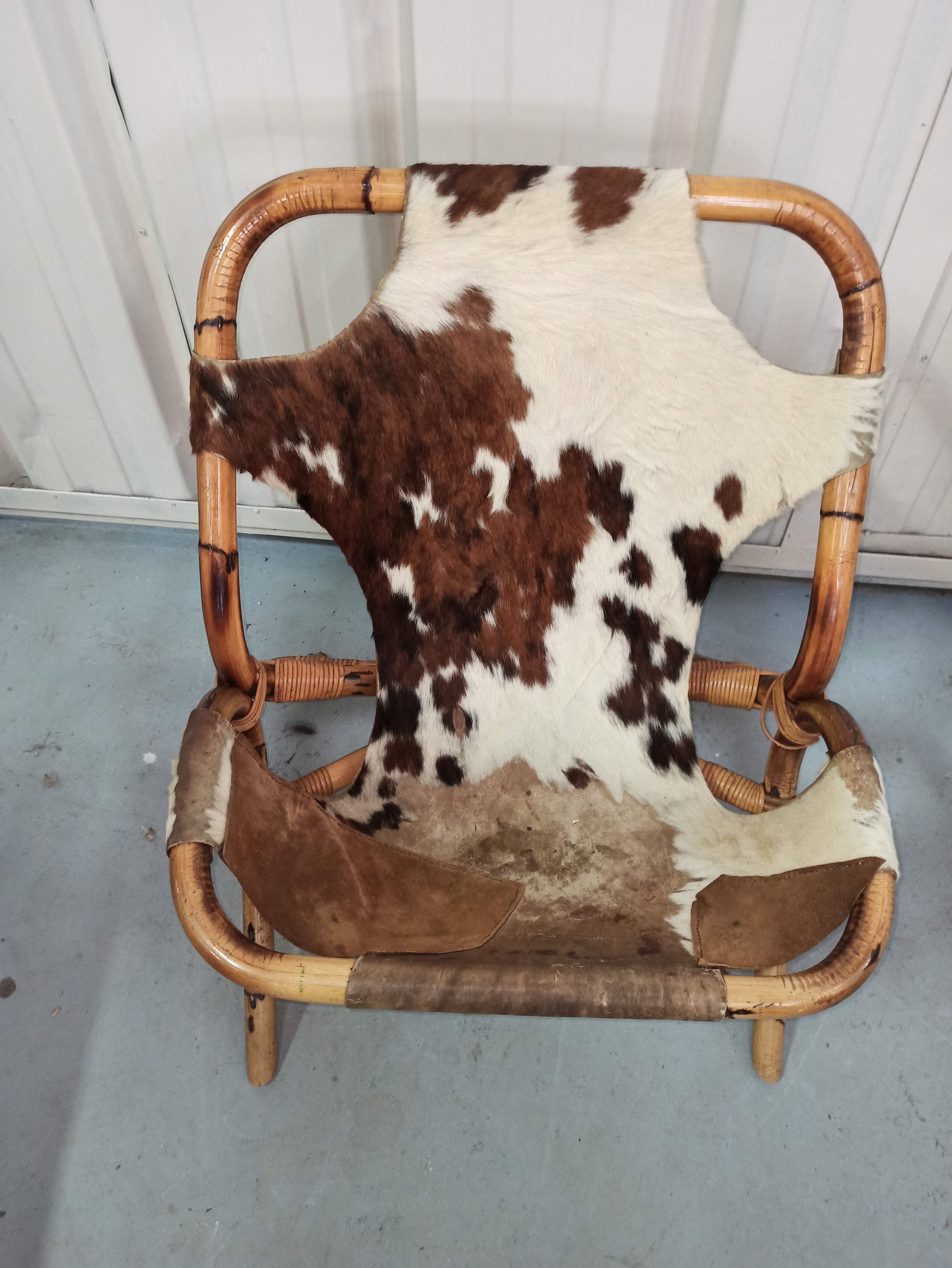 Pair of armchairs bamboo leather skin rohé noordwolde