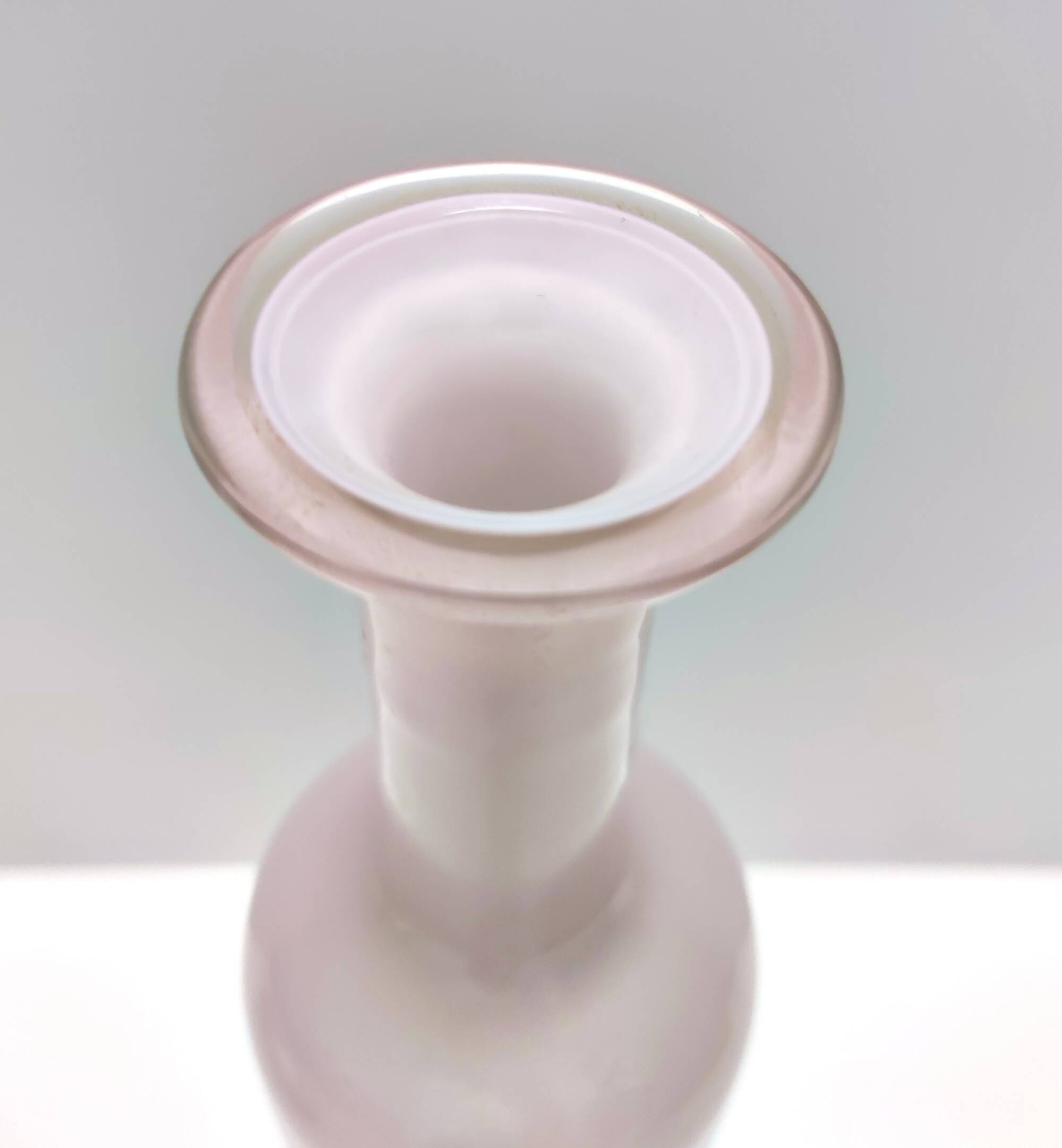 Pink Encased Murano Glass Bottle Vase with Gold Leaf by Salviati, Italy