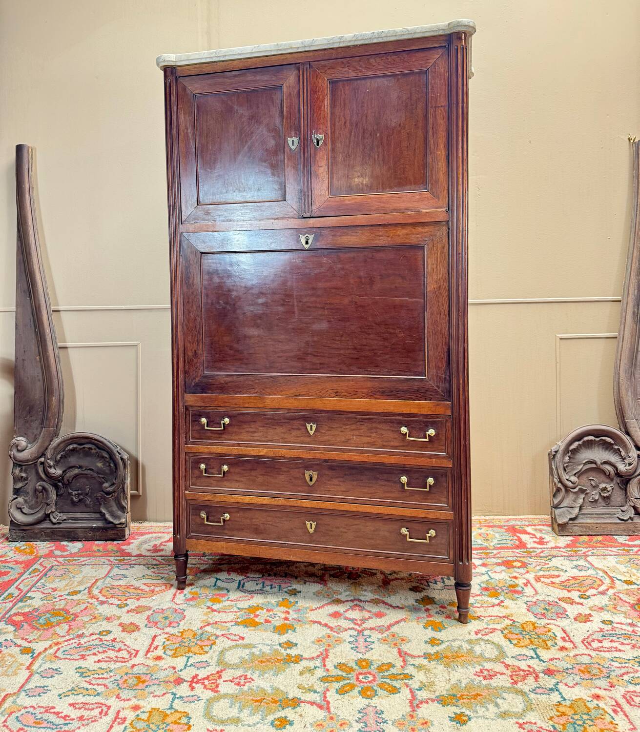 Louis XVI Mahogany Guillotine Secretary, 18th Century