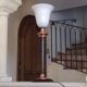 Mahogany and copper brass, Mazda Art deco lamp, 1930-40