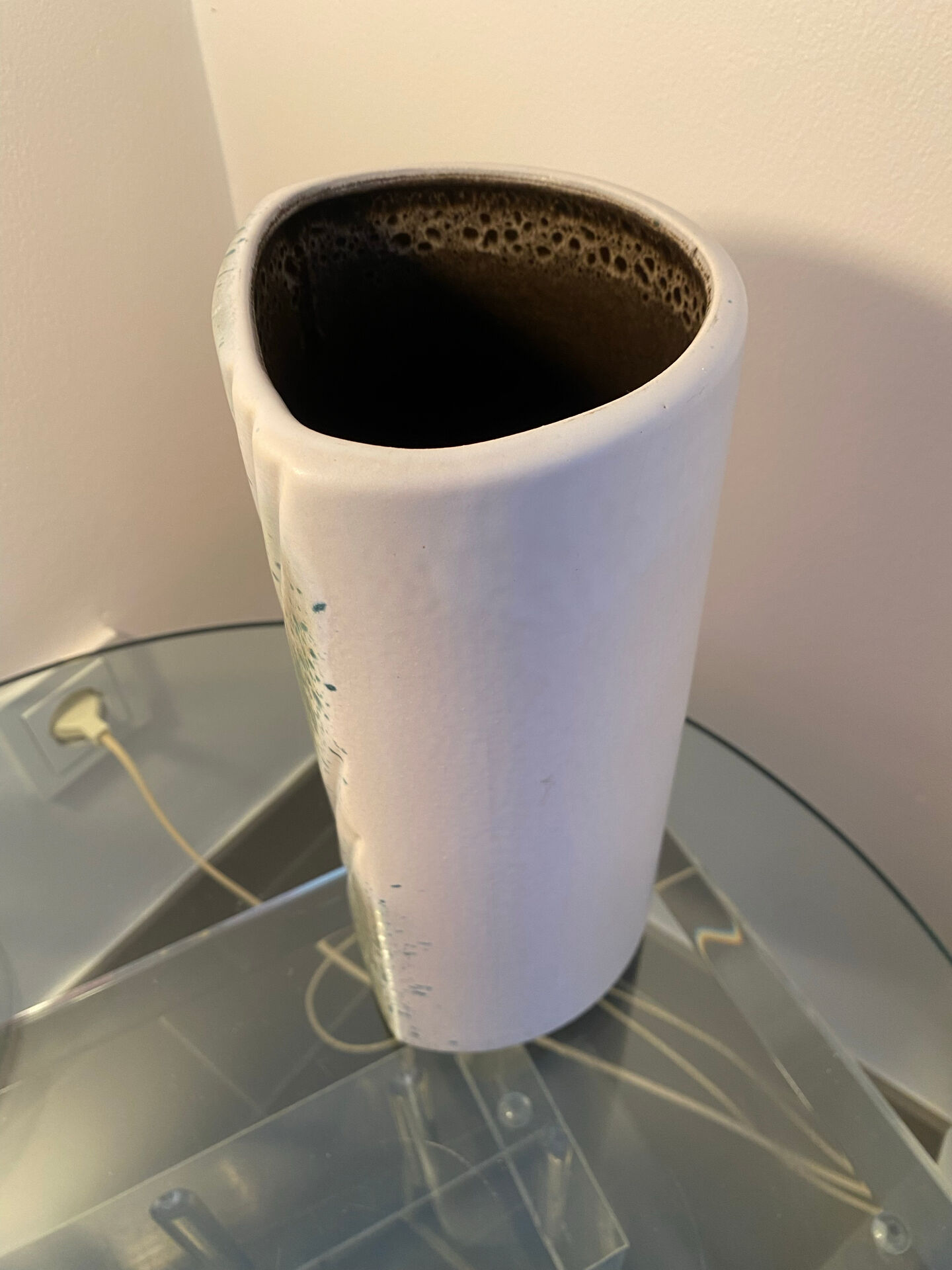 Large vintage vase numbered in pale green and white.