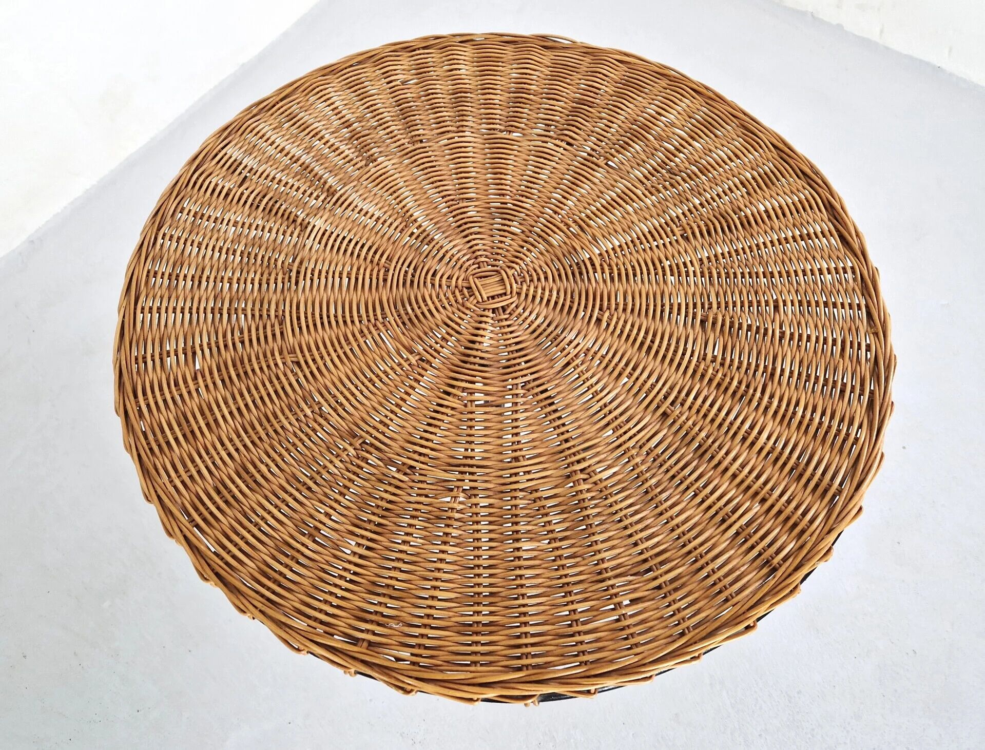 Side table in rattan and wrought iron, France, 1970s