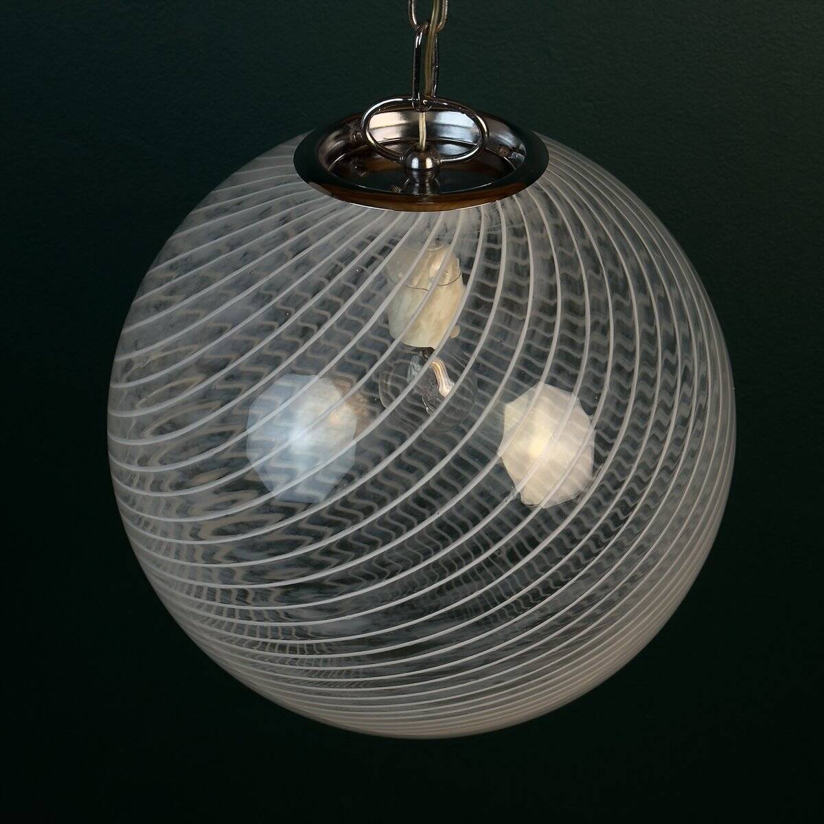 Vintage Swirl Murano pendant lamp, Italy, 1970s