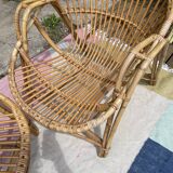 Pair of rattan armchairs