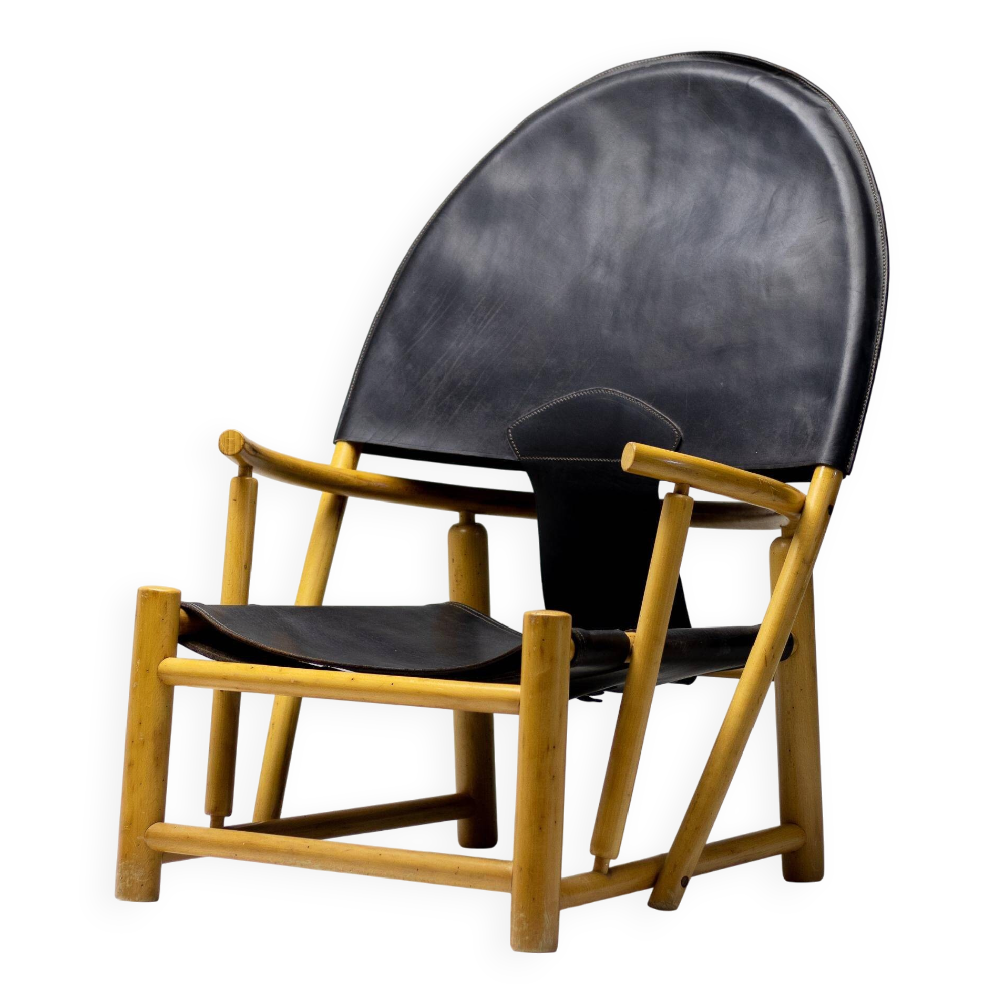 Piero Palange - G23 "Hoop" chair in Saddle black leather