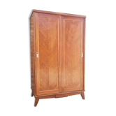 Armoire penderie, bois, portes coulissantes, vintage, années 50 / 60