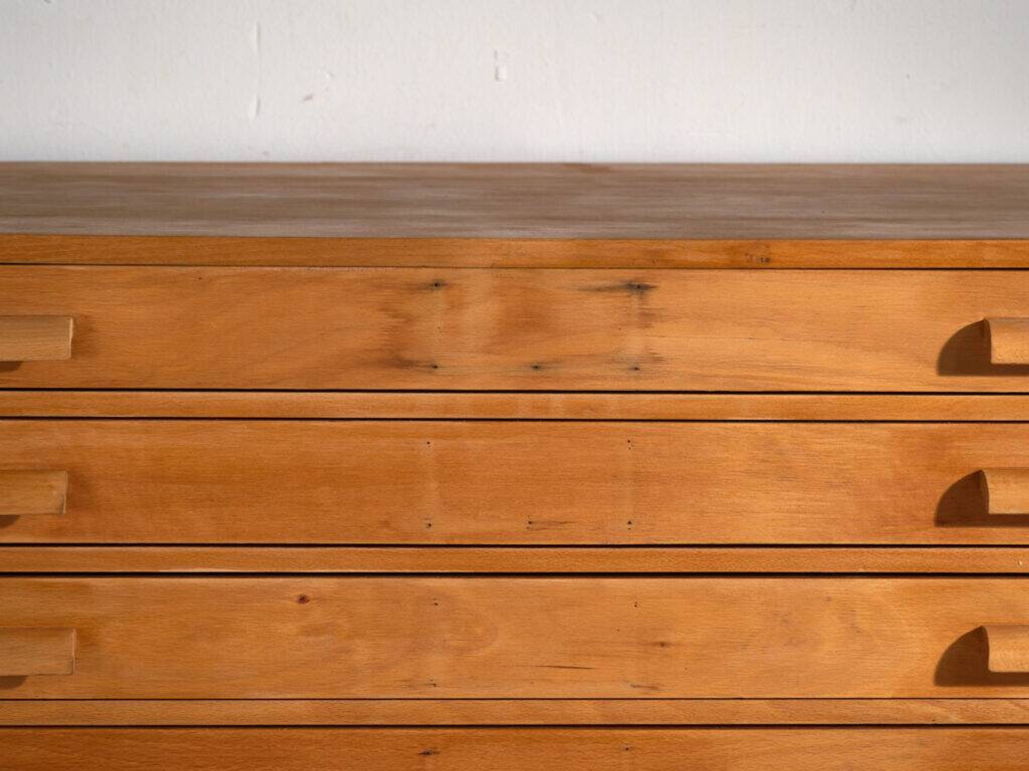 Antique plan cabinet in beech wood – Central Europe, around 1950