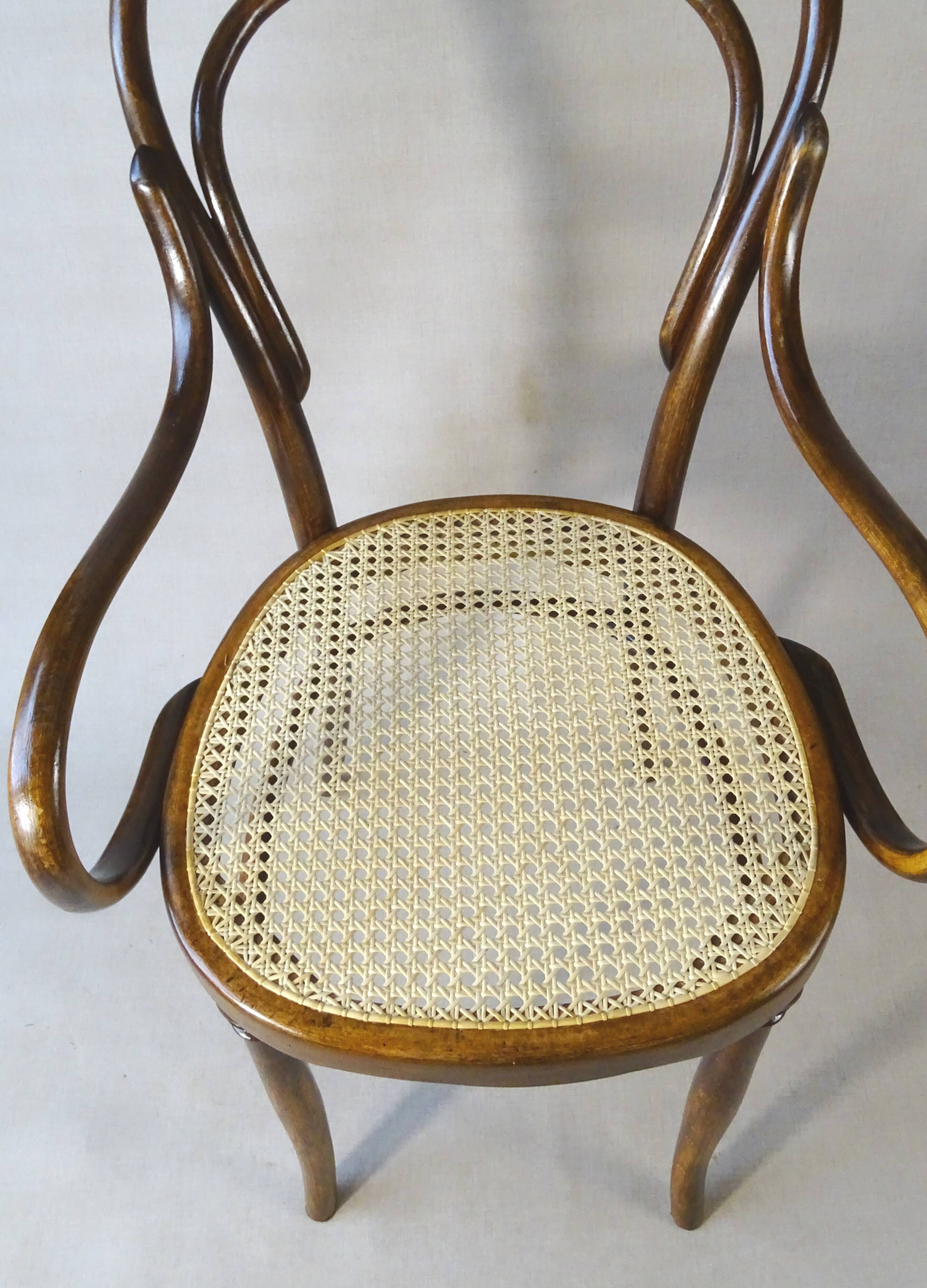 Cane bistro armchair N°14, by Hofmann 1895, Art Nouveau.