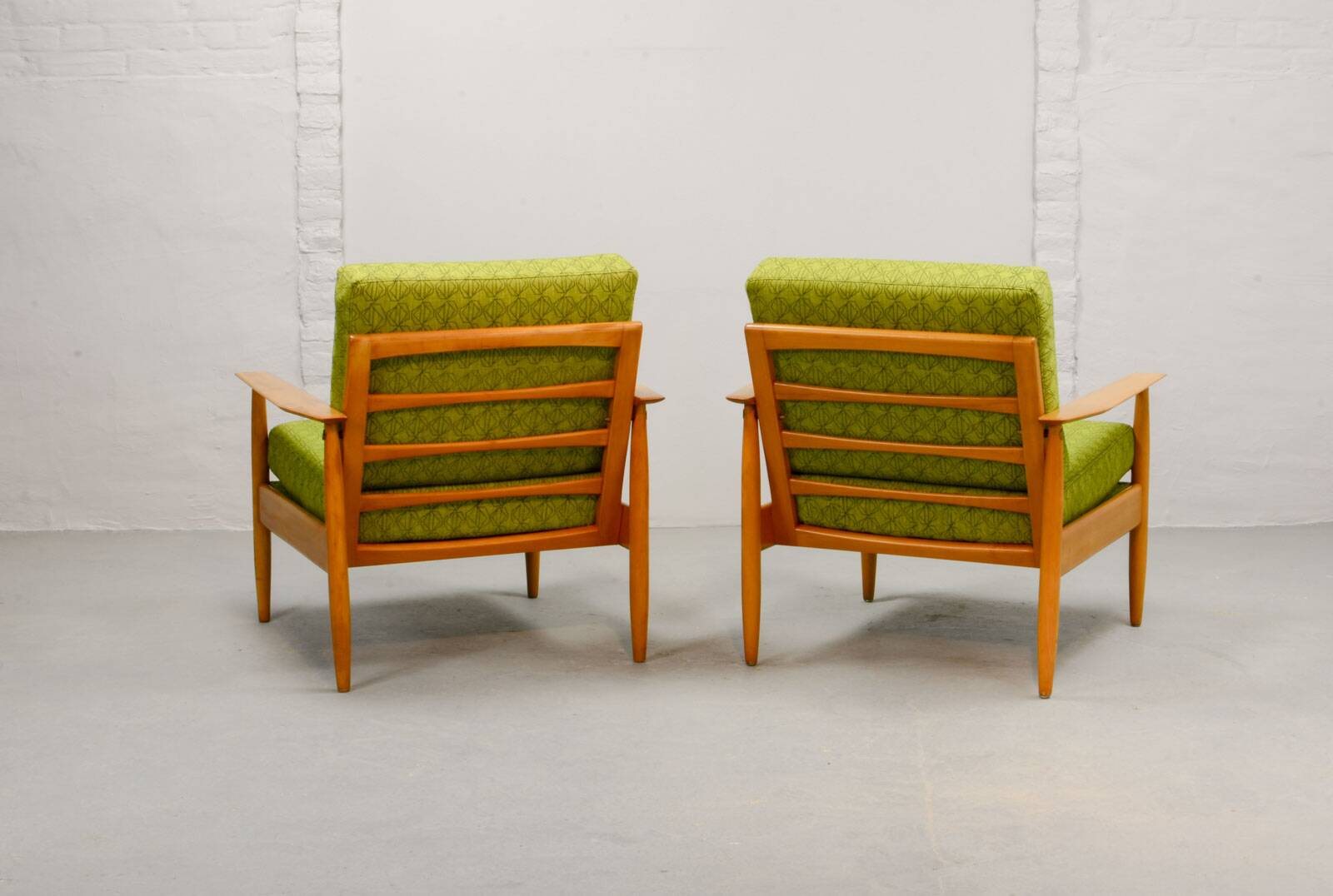 Pair of Beech Wood Ladder Lounge Chairs after Grete Jalk for France and Son