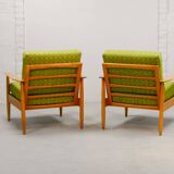 Pair of Beech Wood Ladder Lounge Chairs after Grete Jalk for France and Son