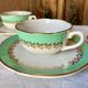 4 mint green coffee cups Digoin Sarreguemines Juliette 1960