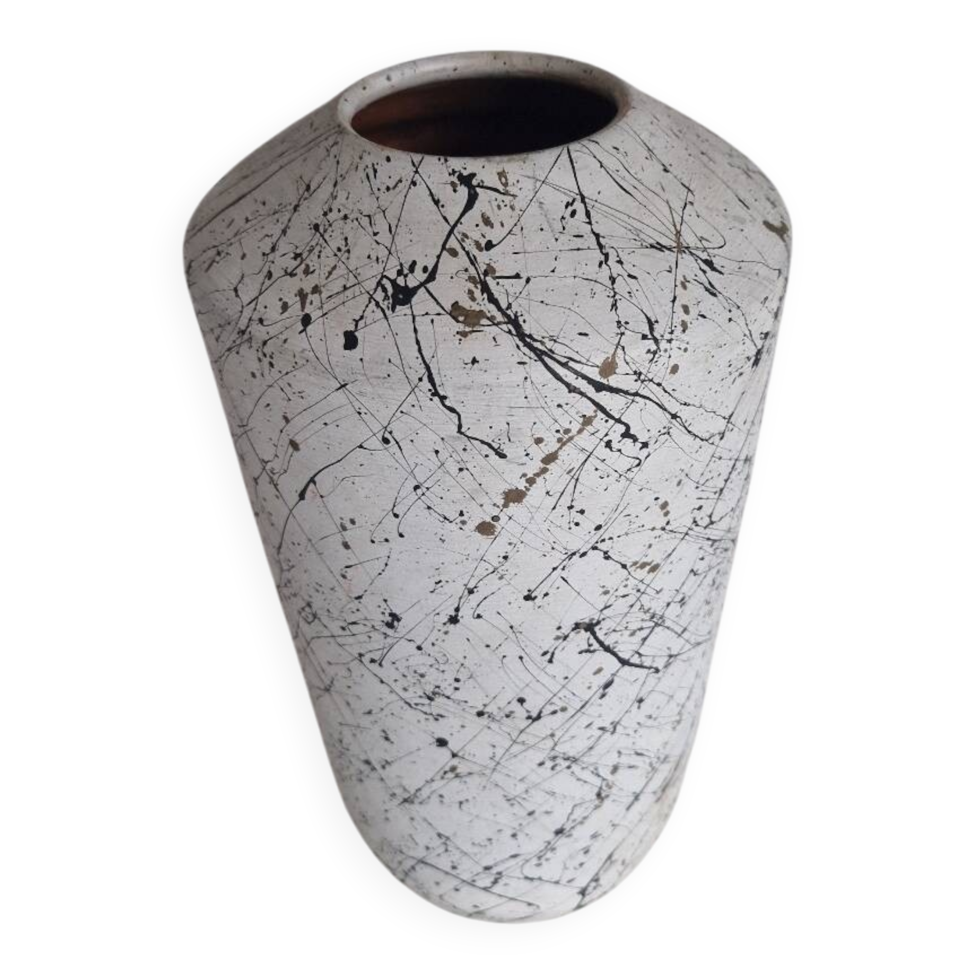 Painted Terracotta Vase with Graphic Pattern