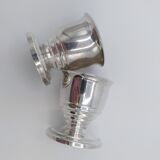 8 art deco eggcups in silver metal