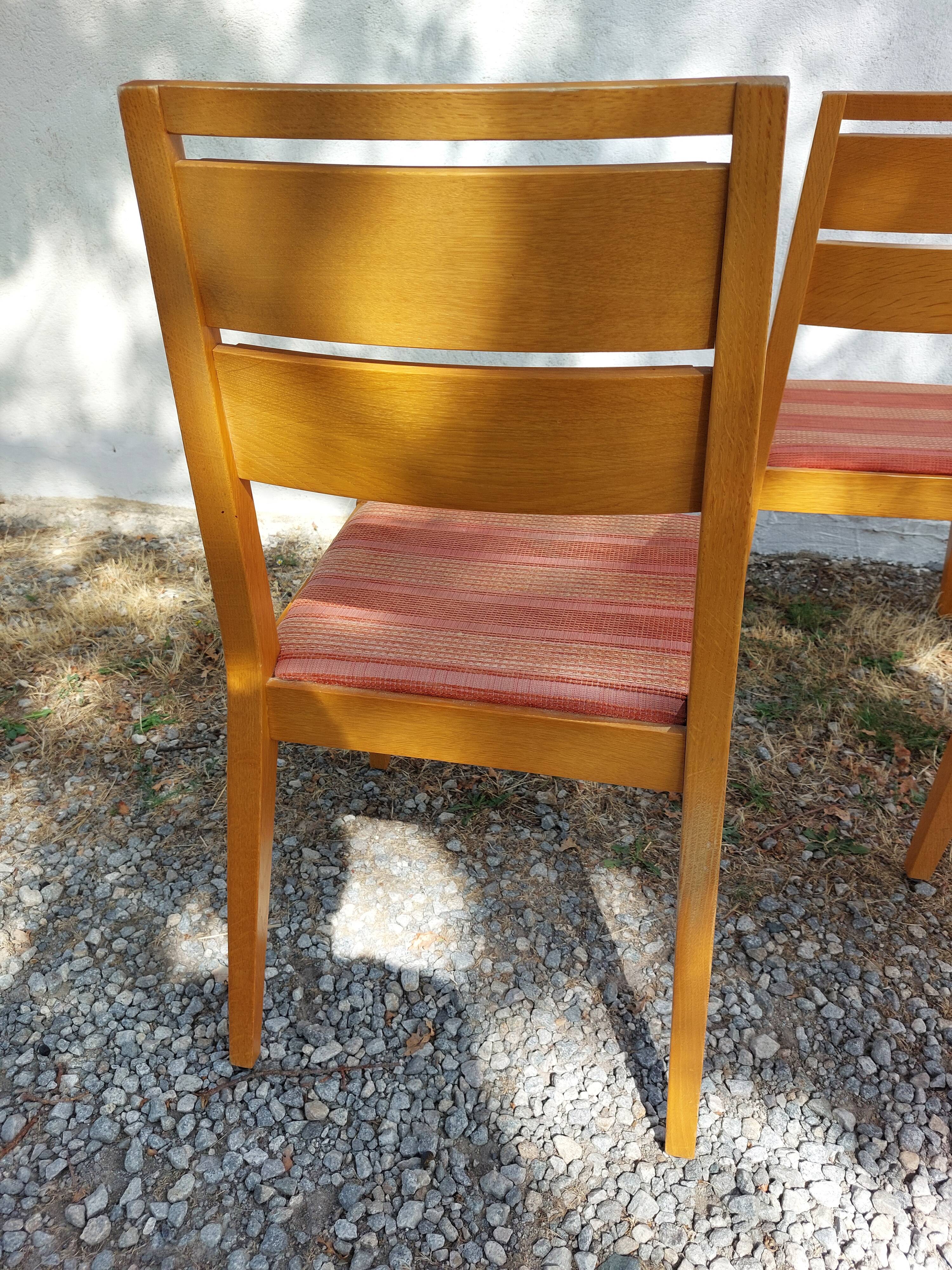 4 cosy chairs, solid wood and fabric